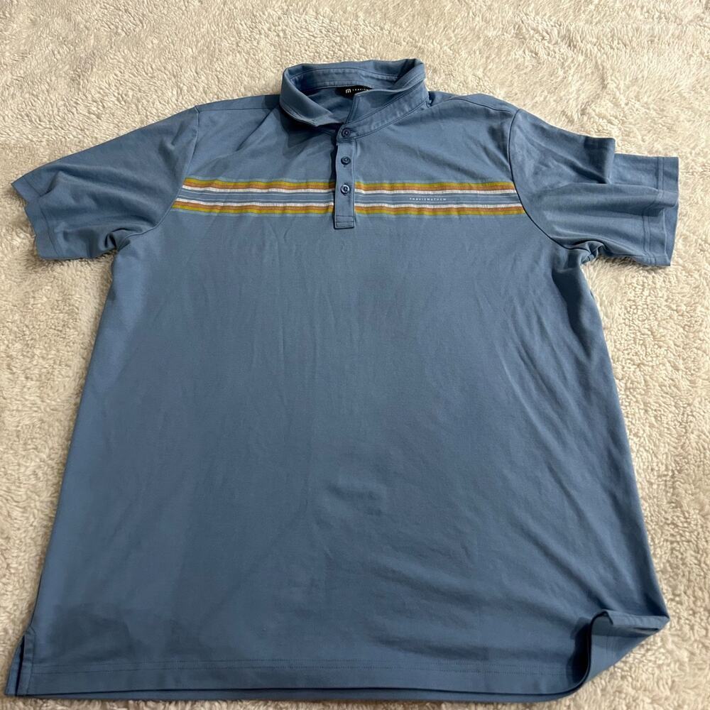 Travis Mathew Men Blue Short Sleeve Polo XXL Preppy Tennis Sport Golf Athleisure - Picture 2 of 7